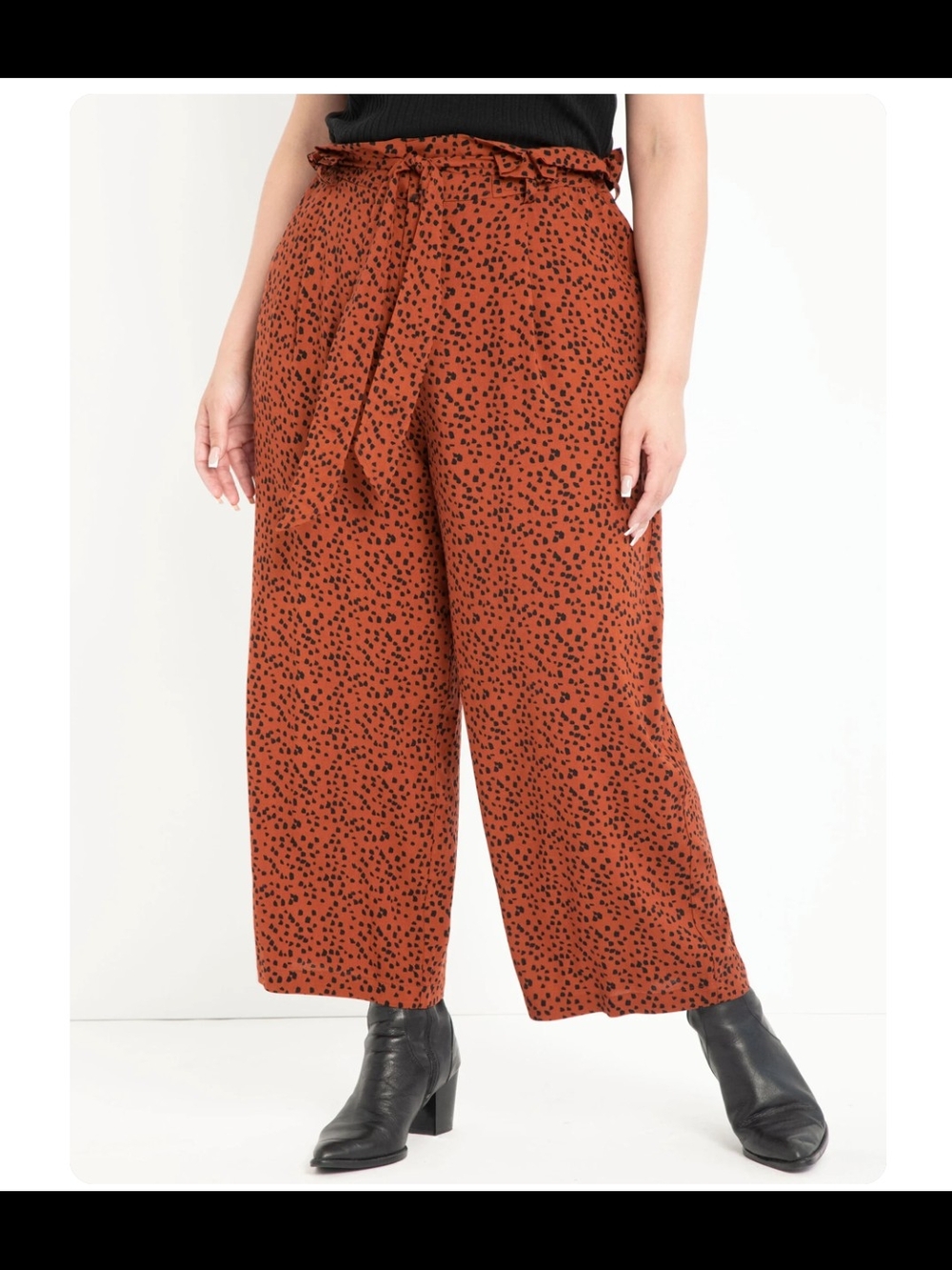 BNWT Eloquii Rust with Black Dot Plus Size Wide-Leg  Pants